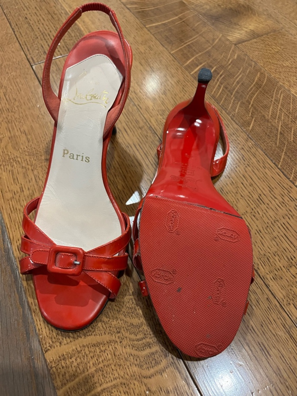 Christian Louboutin Red Slingback Patent Leather Sandals